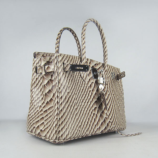 Replica Hermes Birkin 35CM Fish Veins Leather Bag Grey 6088 On Sale